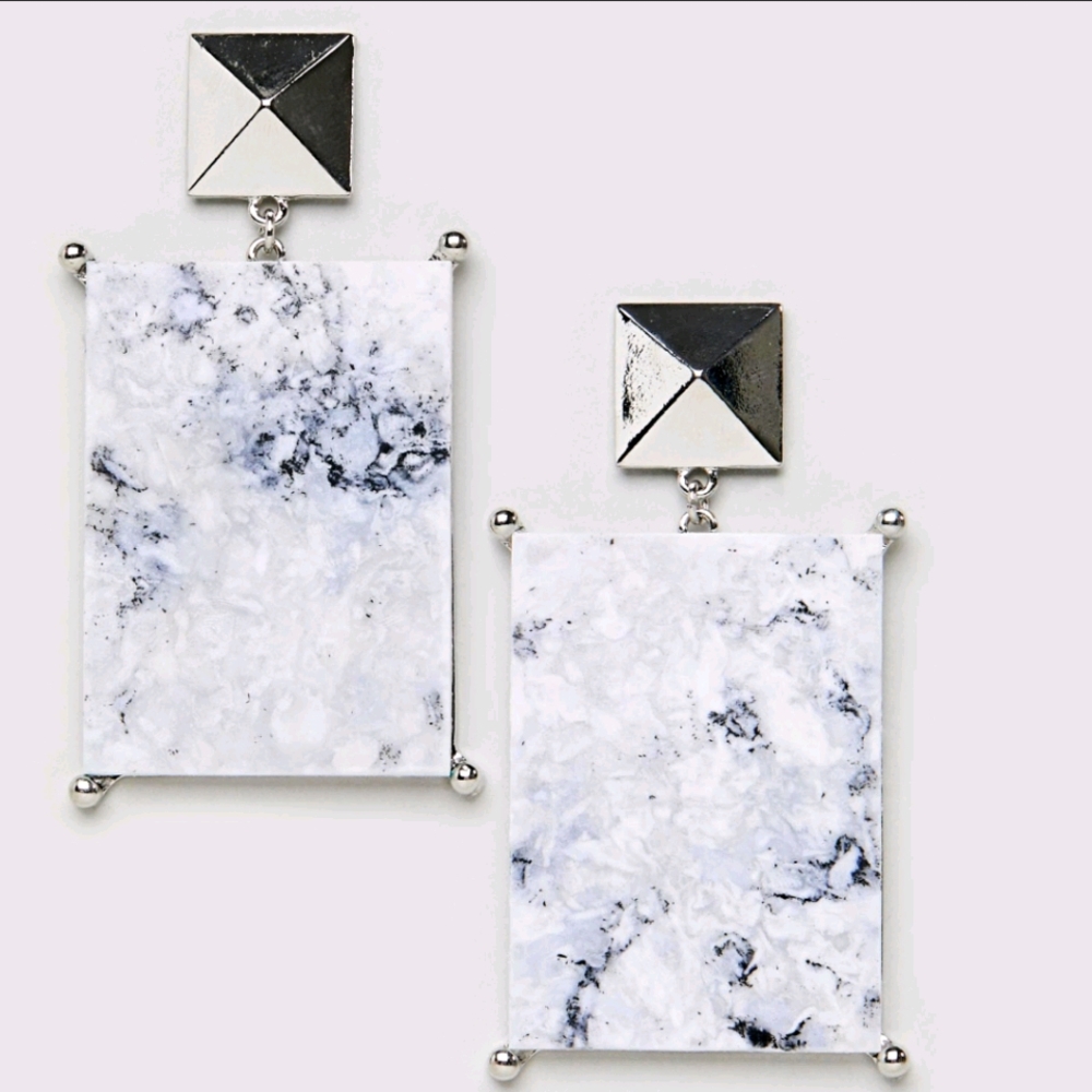 Asos Statement Earrings With Marble Effect Recycle - image 2